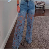 FLORAL CUT WORK DENIM